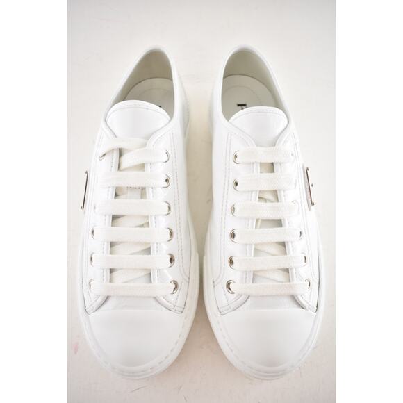 Prada Smash Naplak White Patent Logo Lace Up Flat Low Top Trainer Sneaker 40 - Picture 8 of 16
